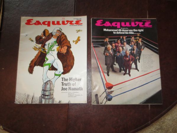 (2) 1969 Esquire Magazines Joe Namath and Muhammad Ali Boxing   Unusual