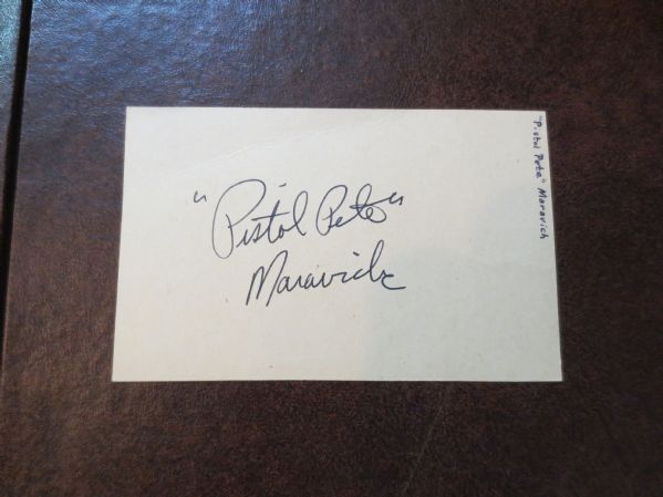 Pistol Pete Maravich Autographed 3.5 x 5.5 NBA HOF Spence COA