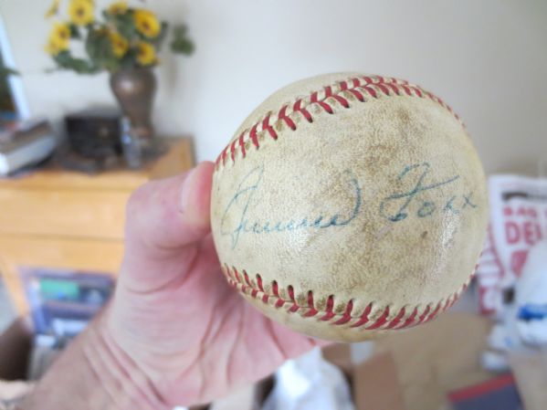 Autographed Jimmie Foxx single signed baseball Philadelphia Athletics HOF Spence LOA  WOW