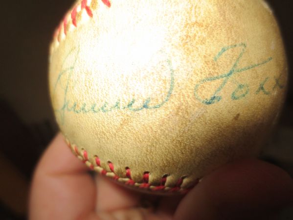 Autographed Jimmie Foxx single signed baseball Philadelphia Athletics HOF Spence LOA  WOW