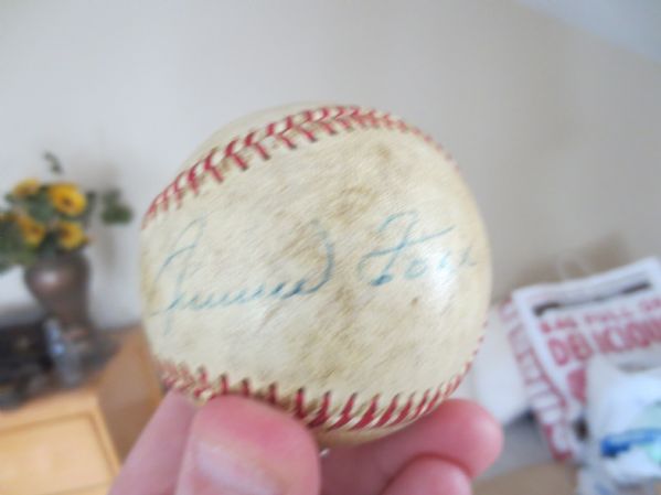 Autographed Jimmie Foxx single signed baseball Philadelphia Athletics HOF Spence LOA  WOW