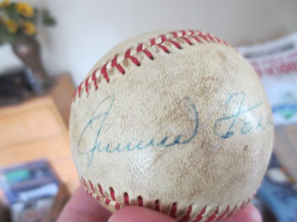 Autographed Jimmie Foxx single signed baseball Philadelphia Athletics HOF Spence LOA  WOW