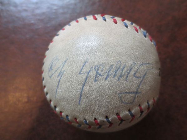 Autographed Cy Young single signed baseball HOF Spence LOA  WOW