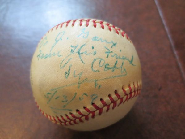 Autographed Ty Cobb single signed PCL baseball HOF Detroit Tigers Spence LOA  WOW