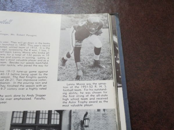 Lenny Moore NFL HOF Reading High school yearbook Reading, PA RARE  Senior Year!