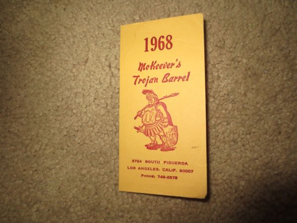 1968 Los Angeles Rams, UCLA, USC football pocket schedule McKeever's Trojan Barrel