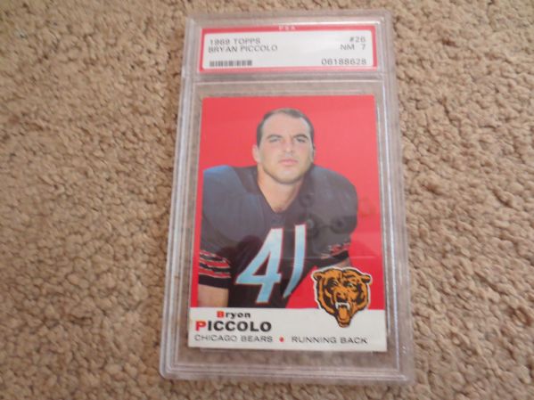 1969 Topps Bryan Piccolo Rookie football card Chicago Bears PSA 7 #26 Key card in set