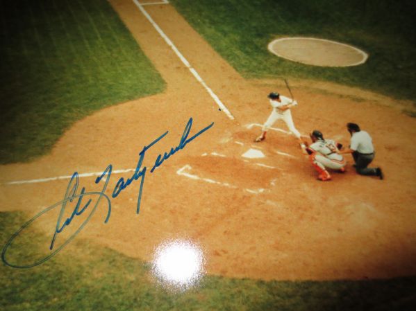 Autographed Carl Yastrzemski Original 15 x 20 Color Photo  Nice action shot!