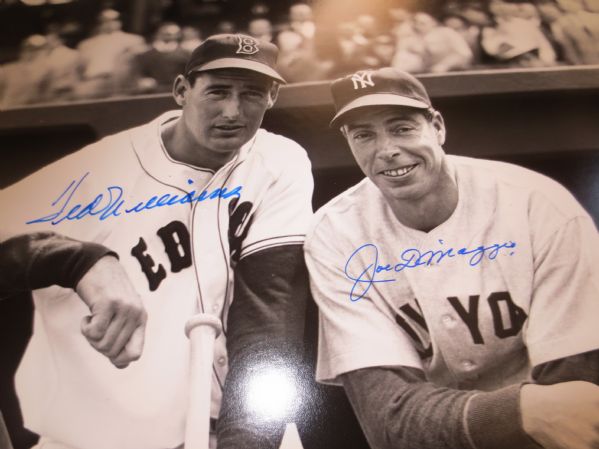 Autographed Ted Williams and Joe DiMaggio Autographed Picture Brearley Collection B/W  16 x 24