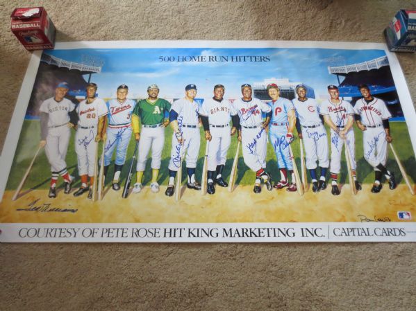 Autographed 500 Home Run Hitters Ron Lewis Print: Mantle, Williams, McCovey +, w/Spence LOA