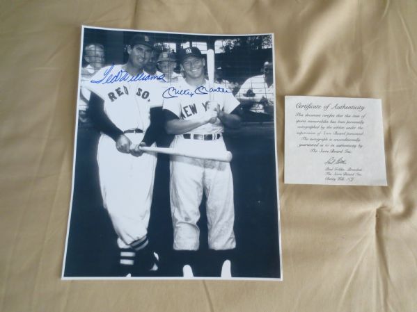 Mickey Mantle & Ted Williams Autographed Black & White Photo 8 x 10 HOFers