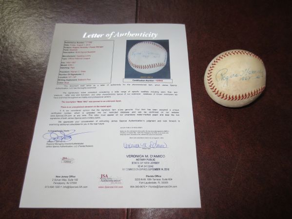 Rogers Hornsby/Casey Stengel HOF Autographed baseball Both '62 Mets with LOA from JSA