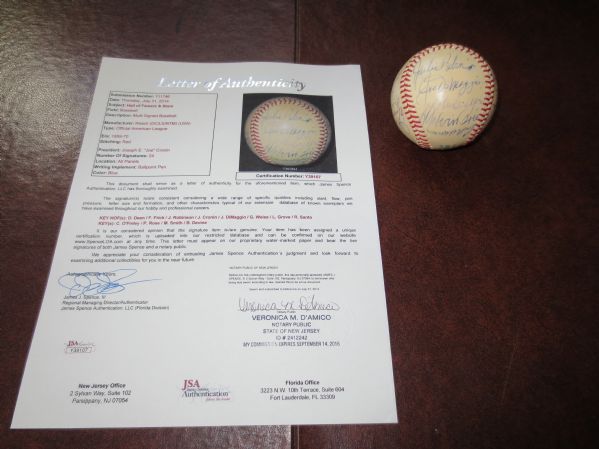 Hall of Famers and Stars Autographed Ball: Jackie Robinson, Dizzy Dean, Grove, Cronin, DiMag, +