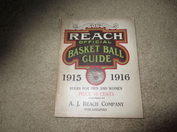 1915-16 Reach Official Basketball Guide  RARE  much tougher than Spalding Guide