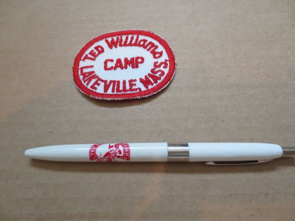 Ted Williams Camp Patch and Pen Lakeville, Mass.    Boston Red Sox   Hall of Fame