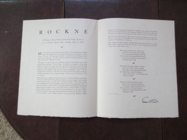 1931 Knute Rockne Notre Dame Memorial Tribute  4 pages