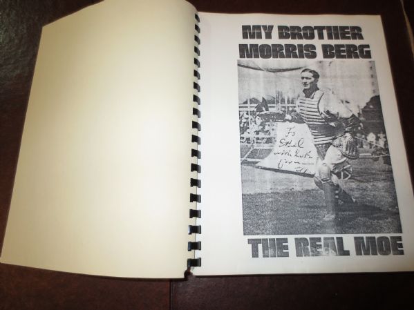 1975 My Brother Morris Berg The Real Moe Book by Ethel Berg Self Published  Retail $500