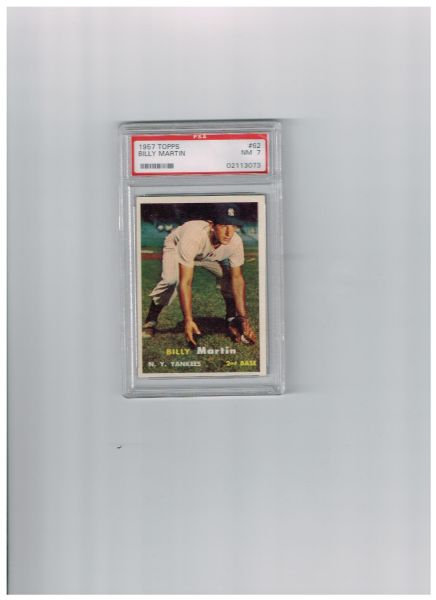 1957 Topps PSA 7 Billy Martin near mint No Qualifiers #62  Hall of Fame