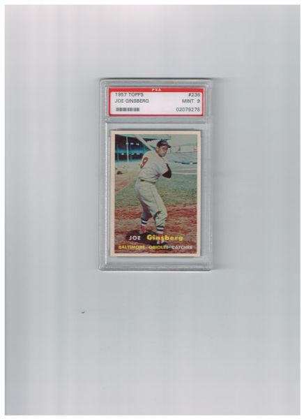 1957 Topps PSA 9 Joe Ginsberg MINT No Qualifiers #236  Zero 10's  WOW!