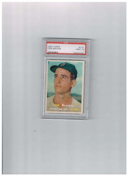 1957 Topps PSA 9 Tom Brewer MINT No Qualifiers #112  Zero 10's  WOW!