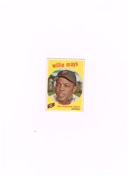 (3) 1959 Topps Baseball Cards Willie Mays #50, Al Kaline #360, Hank Aaron #380