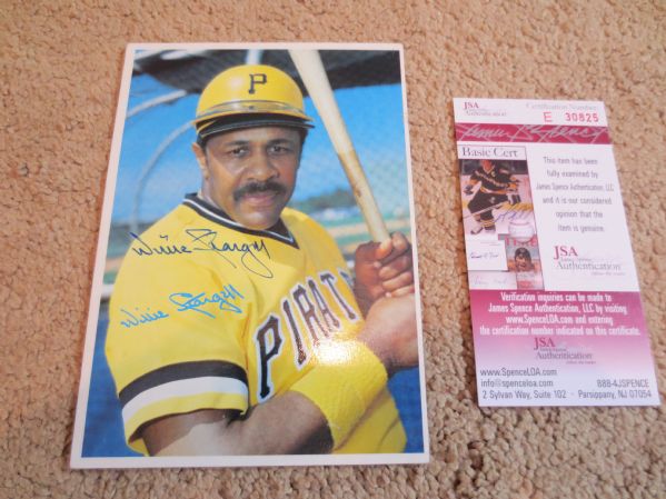 Autographed Willie Stargell 1980 Topps Baseball Card  with JSA Authentication 7 x 5