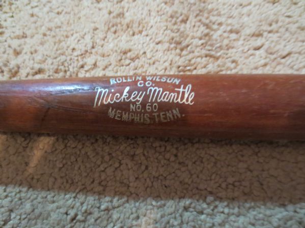 Circa 1960 Mickey Mantle Mini Bat Rollin Wilson Co. Memphis, TN  23 long