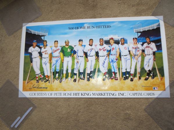 Autographed 500 Home Run Hitters Ron Lewis Print: Mantle, Williams, McCovey + w/Spence LOA