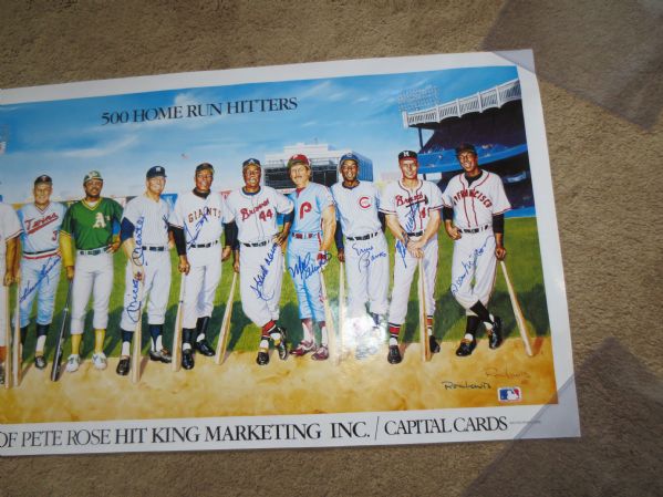 Autographed 500 Home Run Hitters Ron Lewis Print: Mantle, Williams, McCovey + w/Spence LOA