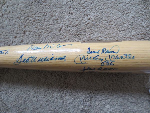 Autographed 500 Home Run Club Full Sized Bat Mantle, Williams, McCovey + w/Spence LOA