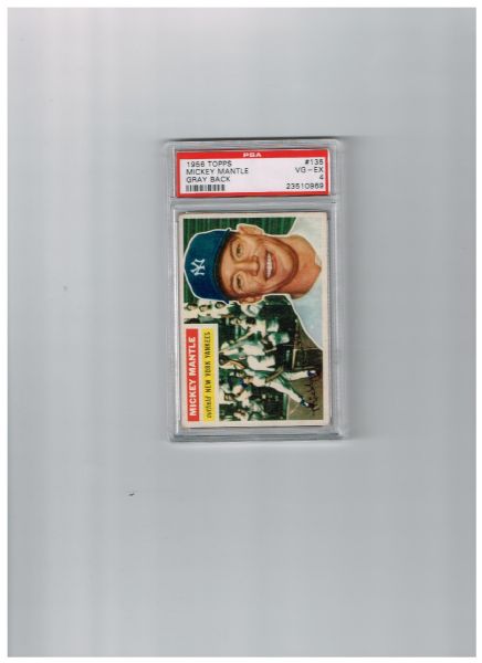 1956 Topps Mickey Mantle PSA 4 No Qualifiers Baseball Card #135