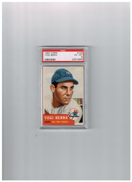 1953 Topps Yogi Berra PSA 6 No Qualifiers Baseball Card #104 Sharp Color