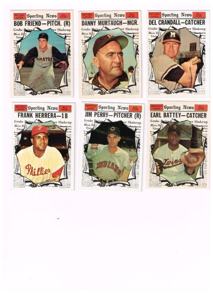 (6) different 1961 Topps Sporting News All Star baseball cards   nmt-mt