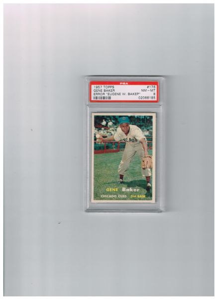 1957 Topps Baseball Gene Baker ERROR  PSA 8 nmt-mt  No Qualifiers #176  RARE