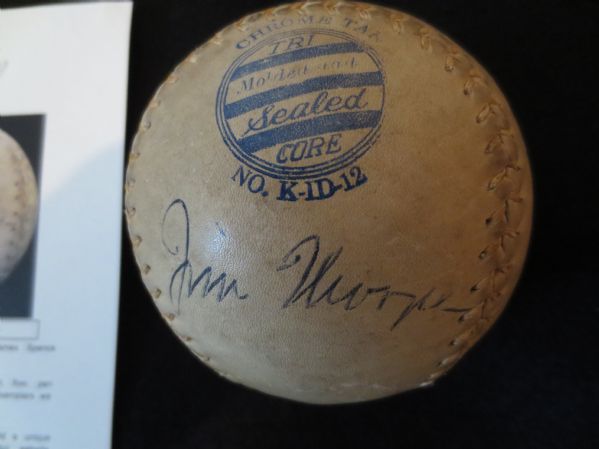 Jim Thorpe Single Signed Softball with JSA Certification Died 1953 WOW