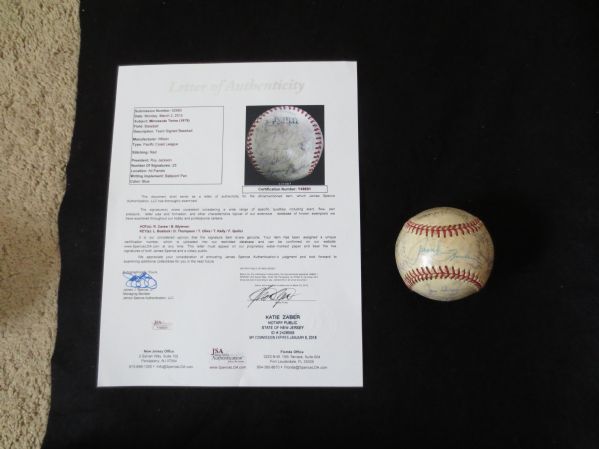 1975 Minnesota Twins Team Signed Ball 25 sigs with Bostock, Thompson, Blyleven JSA