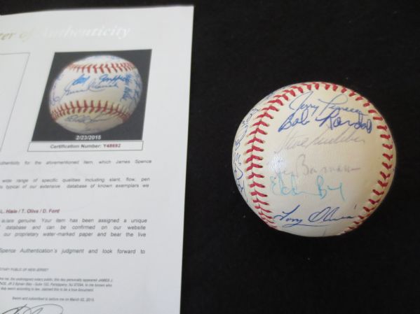 1976 Minnesota Twins Team Signed Ball 29 sigs Carew Griffith Oliva Mauch Smalley  JSA