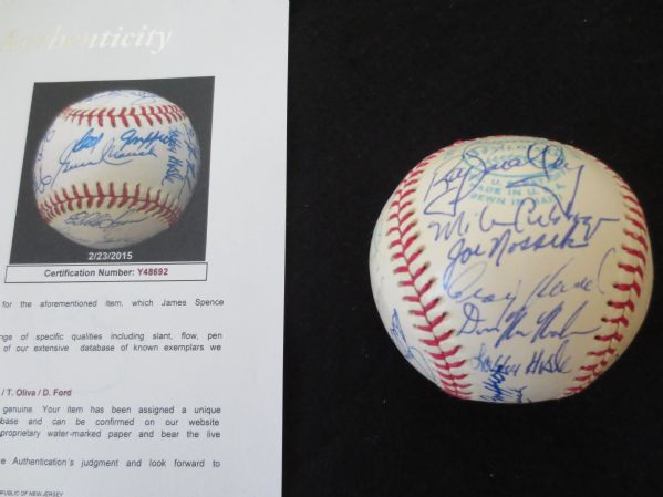 1976 Minnesota Twins Team Signed Ball 29 sigs Carew Griffith Oliva Mauch Smalley  JSA