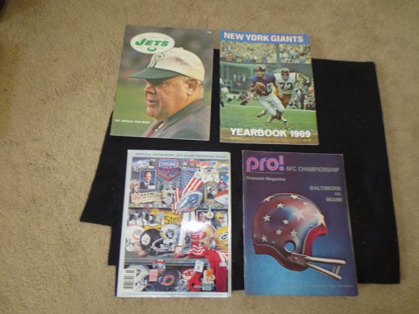 1971-2 AFC Championship Program, 69 Giants and 71 Jets ybs, Super Bowl 25