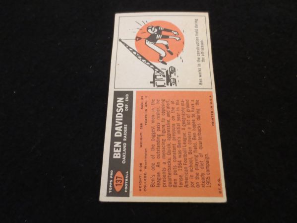 1965 Topps Ben Davidson football rookie card #137 Short Print Oakland Raiders