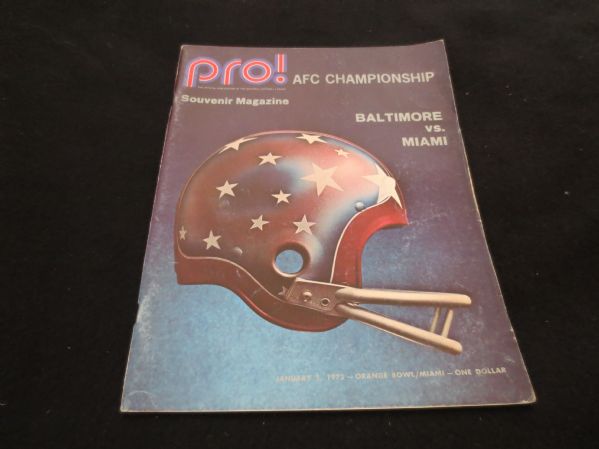 1972 AFC Championship Football Program  Colts vs. Dolphins Griese Csonka