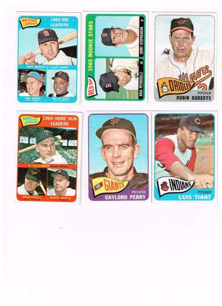 (21) 1965 Topps Baseball Cards including Robin Roberts, Leader Cards, + Nice shape!