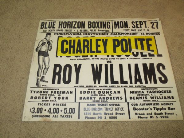 Pennsylvania Boxing Broadside Roy Williams (fought Ali twice!) 28 x 20