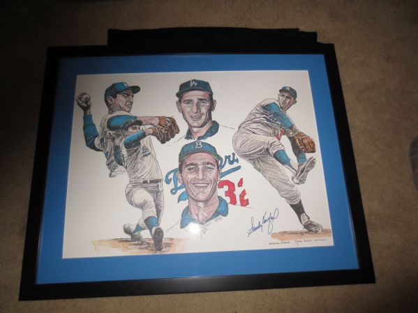 Sandy Koufax Autographed Litho with JSA Certification 24 x 32 George Desko