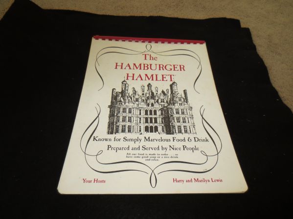 1974 Hamburger Hamlet Plastic Restaurant Menu  Los Angeles Icon