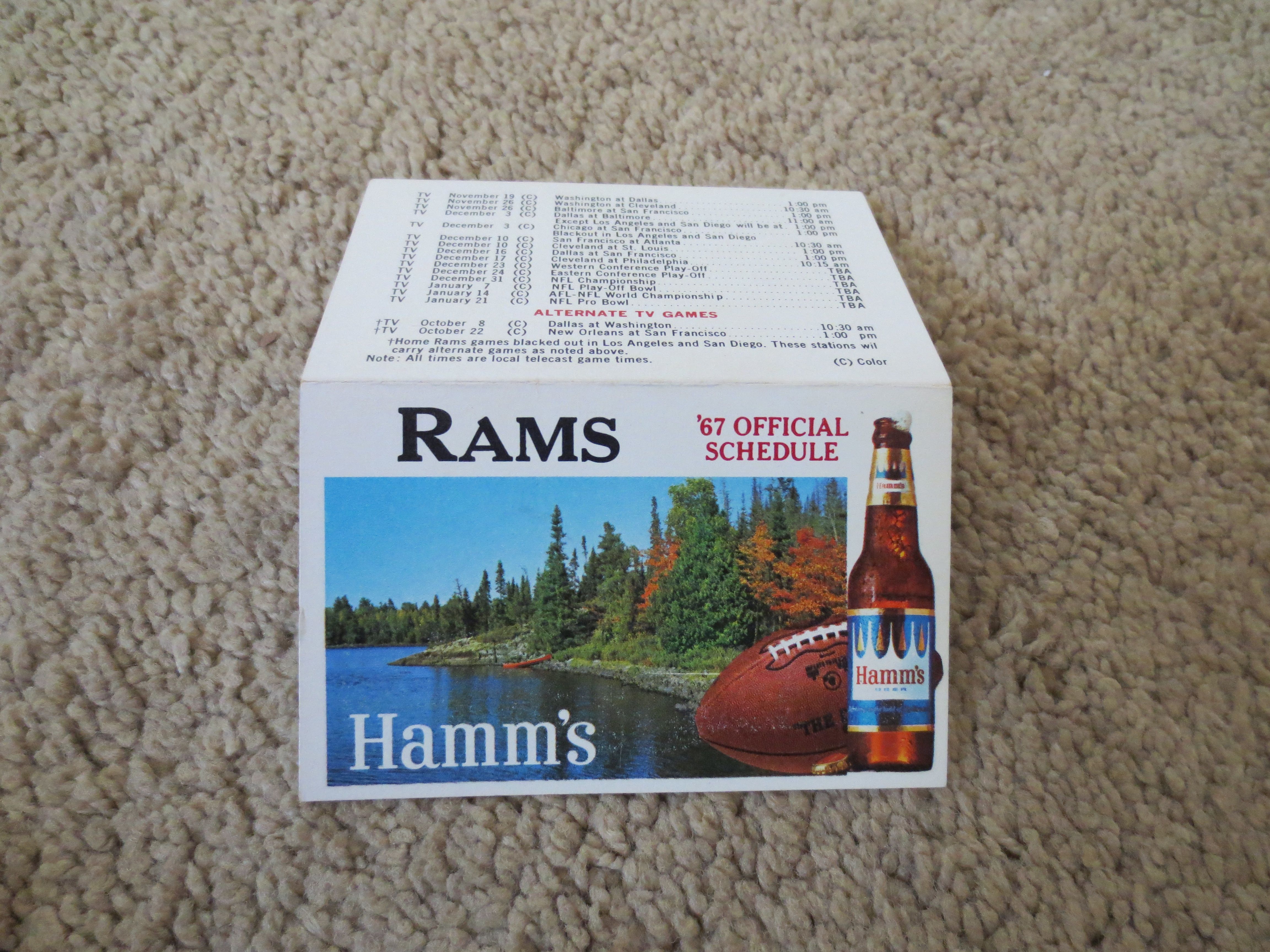 Lot Detail - 1967 Los Angeles Rams Pocket Schedule Hamm's Beer