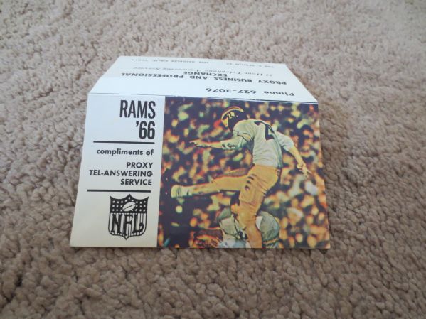 1966 Los Angeles Rams Pocket Schedule Proxy Tel-Answering Service 