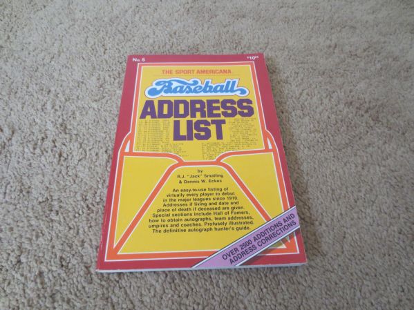 1988 Sport Americana Baseball Address List by Jack Smalling and Dennis Eckes