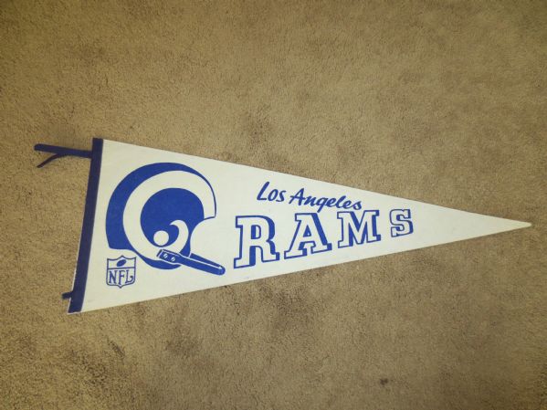 Circa 1960's Los Angeles Rams soft felt pennant  33.5  with helmet