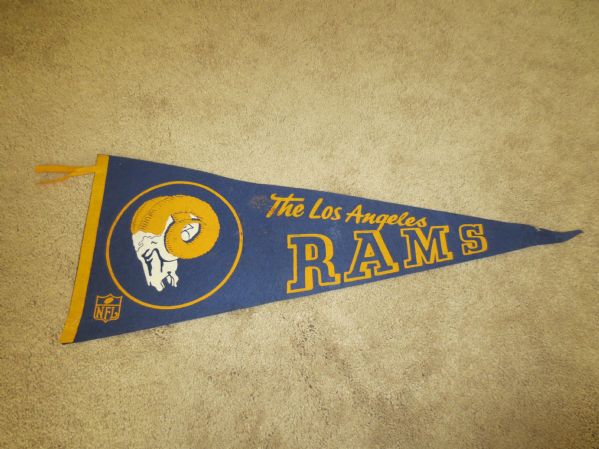 Circa 1960's The Los Angeles Rams soft felt pennant  33.5  with ram horns